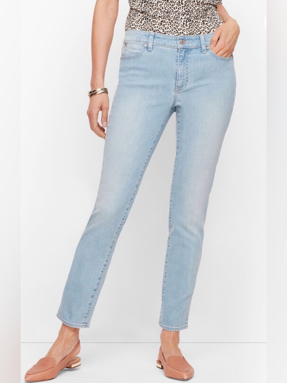 Talbots Slim Ankle Jeans Light Blue Skillman Wash 2P Petite